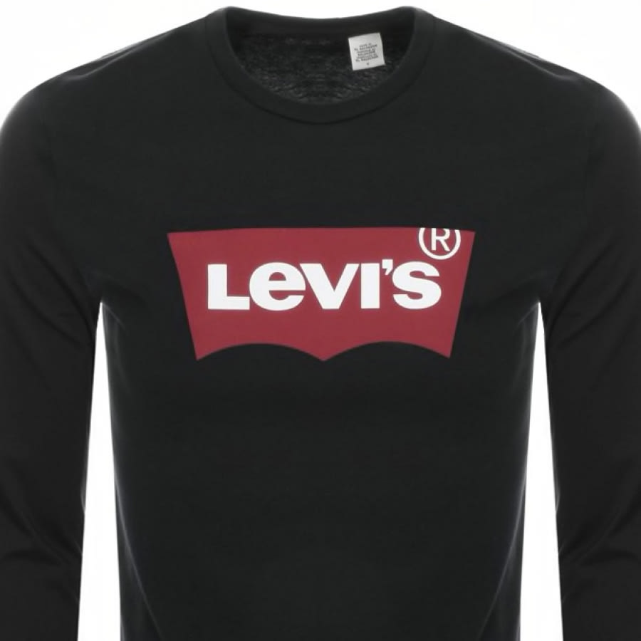 Alternative Image for ProductLevis Logo Crew Neck Long Sleeve T Shirt Black2